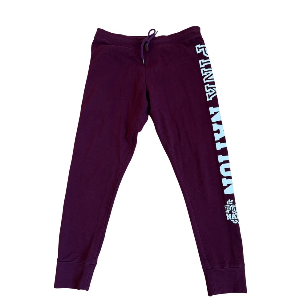PINK Victoria's Secret Nation‎ Joggers Sweatpants Burgundy Size S - Picture 3 of 12